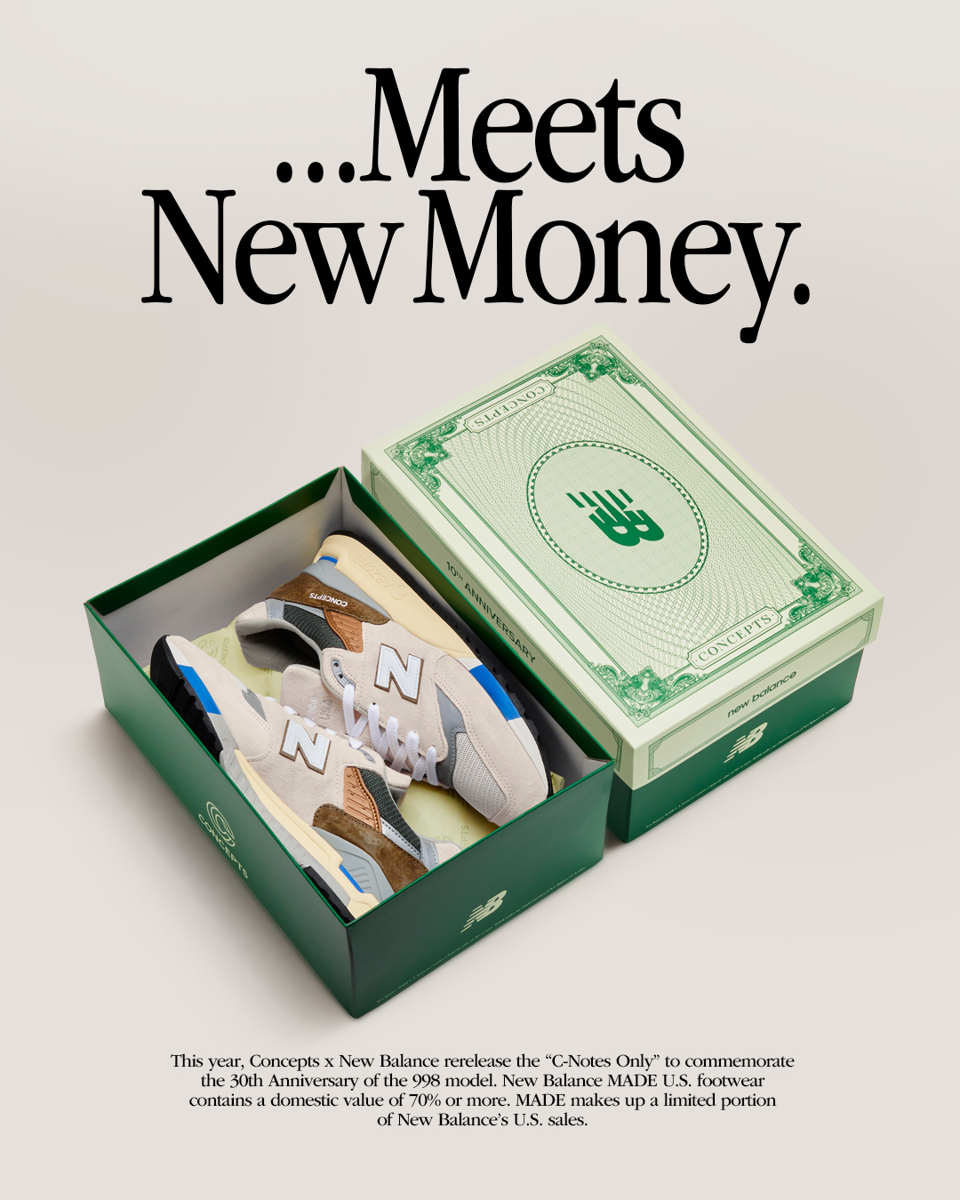 New Balance C-Note x Concepts, New Money, Old Money.